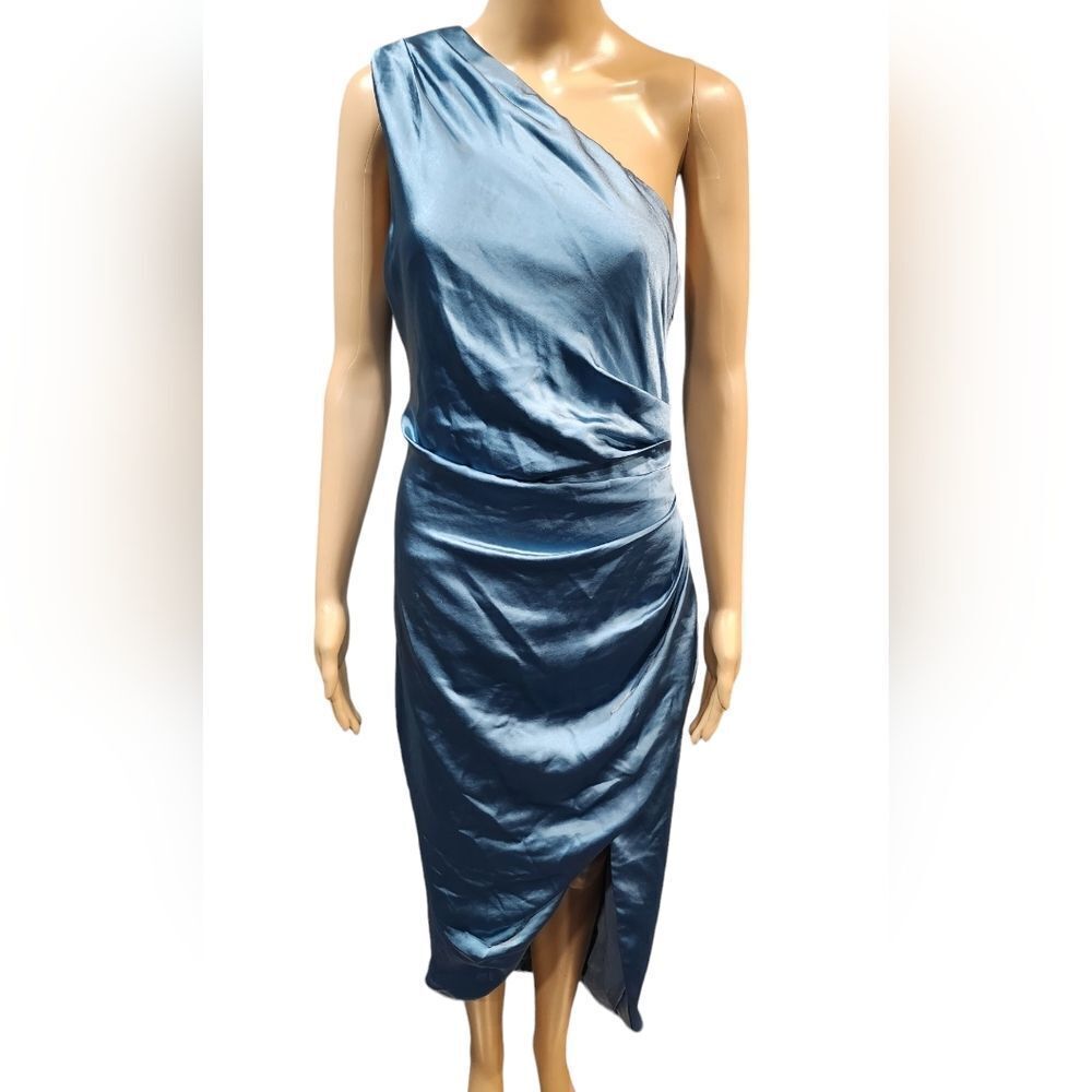 *NWT Elliat Revolve Cassini women's blue one shoulder Asymmetrical midi dress M - Picture 6 of 11